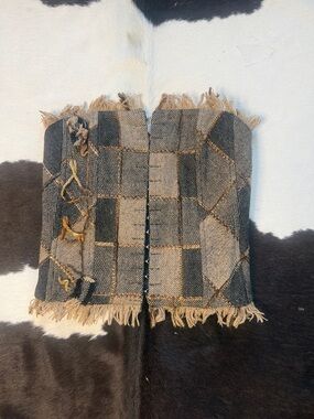 Fringed Patchwork Textured Corset in Black and Tan